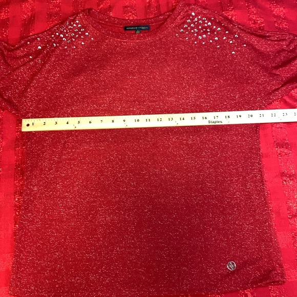 Adrienne Vittadini, Embelished Spring Time Sweater in Red, Women's L - Picture 7 of 8